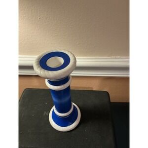 Lefton Vintage Blue White Ceramic Candle Holder 1999 Decorative Tabletop‎ Accent